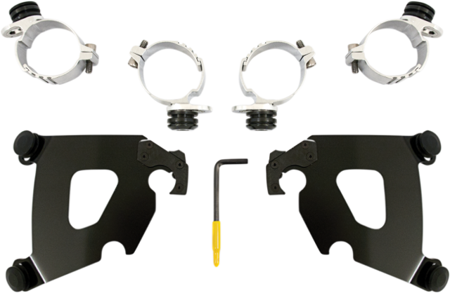 Memphis Shades Black Trigger Lock Cafe Fairing Mounting Kit 06-17 Harley Dyna