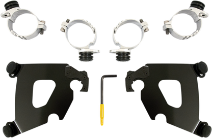 Memphis Shades Black Trigger Lock Cafe Fairing Mounting Kit 06-17 Harley Dyna