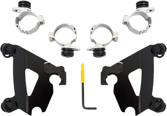 Memphis Shades Black Trigger Lock Café Fairing Mount Kit 1996-2019 Harley XL XG
