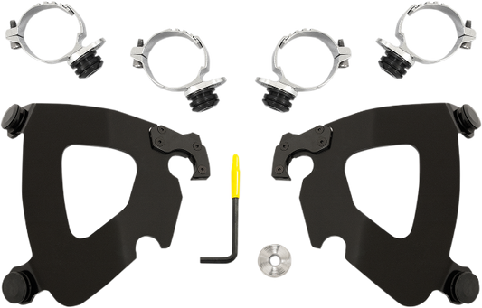 Memphis Shades Gauntlet Fairing Black Mount Kit 14-17 Harley Davidson Dyna FXDL