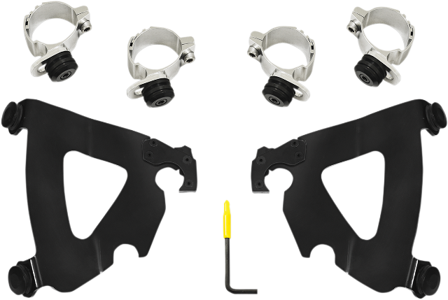 Memphis Shades Black Road Warrior Fairing Mounting Kit for 91-05 Harley Dyna