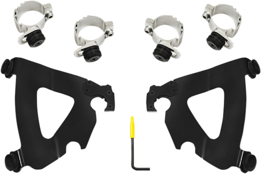 Memphis Shades Black Road Warrior Fairing Mounting Kit for 91-05 Harley Dyna