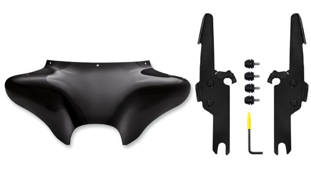 Memphis Shades Batwing Fairng & Black Mount Kit for 04-19 Harley Road King