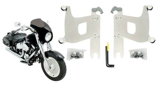Memphis Shades Bullet Fairing & Polished Mount Kit for 1999-2021 Harley Softail