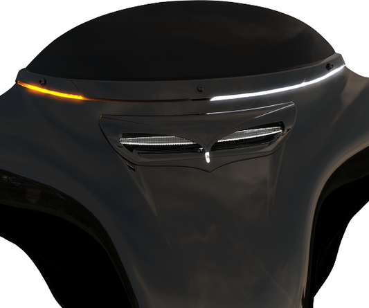 Ciro Black Front Fairing Windshield LED Trim for 2014-2023 Harley Touring FLHX
