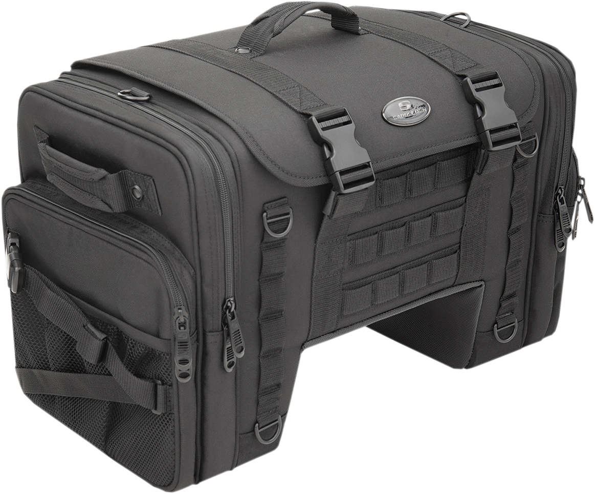 Saddlemen Black Textile Tactical Deluxe Cruiser Tail Bag for Harley Touring