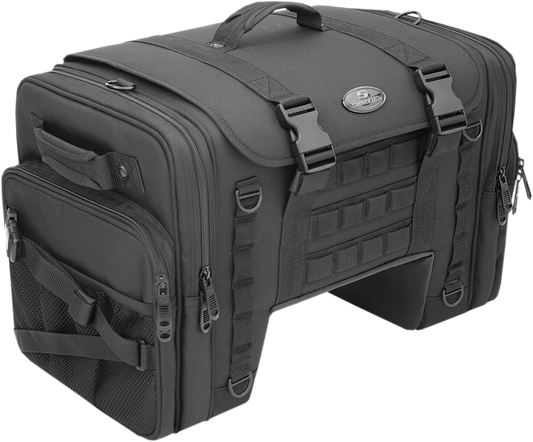 Saddlemen Black Textile Tactical Deluxe Cruiser Tail Bag for Harley Touring