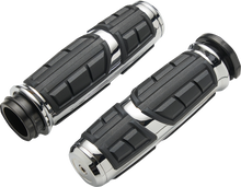 Ciro Chicane TBW Chrome Handlebar Hand Grips for 2008-25 Harley Touring Softail
