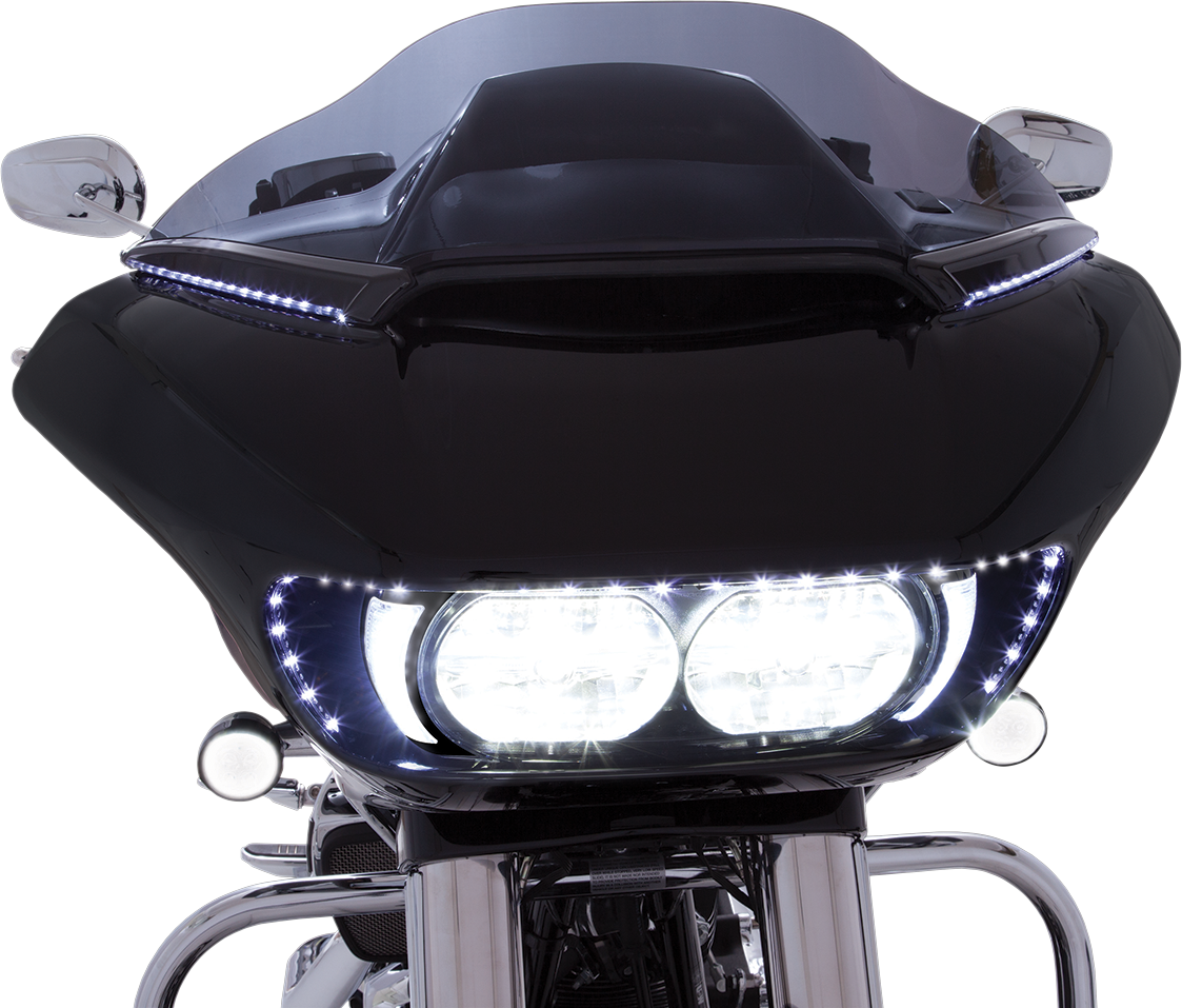Ciro Horizon LED Turn Signal Windshield Trim 2015-2024 Harley Road Glide FLTRU