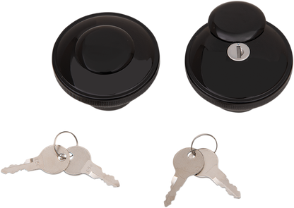 Drag Specialties Black Non-Vented & Vented Gas Caps for L96-24 Harley Big Twin