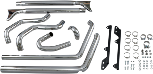 Bassani True Dual Fishtail Chrome 2-2 Motorcycle Exhaust 2007-17 Harley Softail