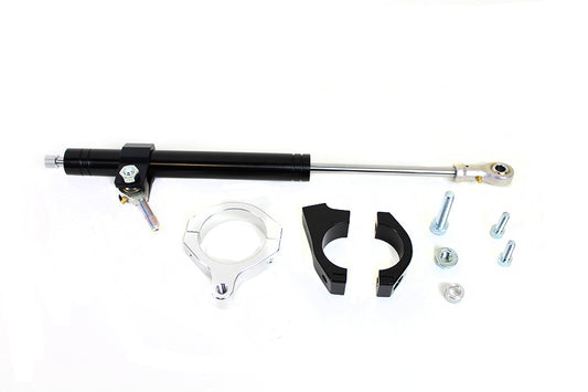 VTwin Black 49mm Front Fork Steering Damper Kit 2006-2017 Harley Davidson Dyna