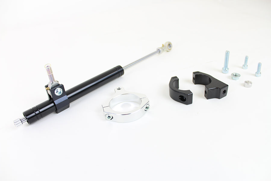 VTwin Black 49mm Front Fork Steering Damper Kit 2006-2017 Harley Davidson Dyna