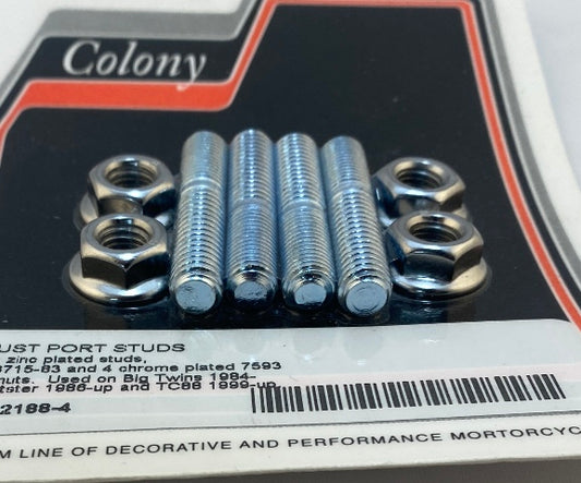 Colony Exhaust Stud Nut Fastener Kit for 1982-18 Harley Dyna Touring Softail XLH