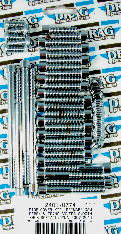 Drag Specialties Chrome Motorcycle Side Cover Bolt Kit 07-17 Harley Dyna Softail