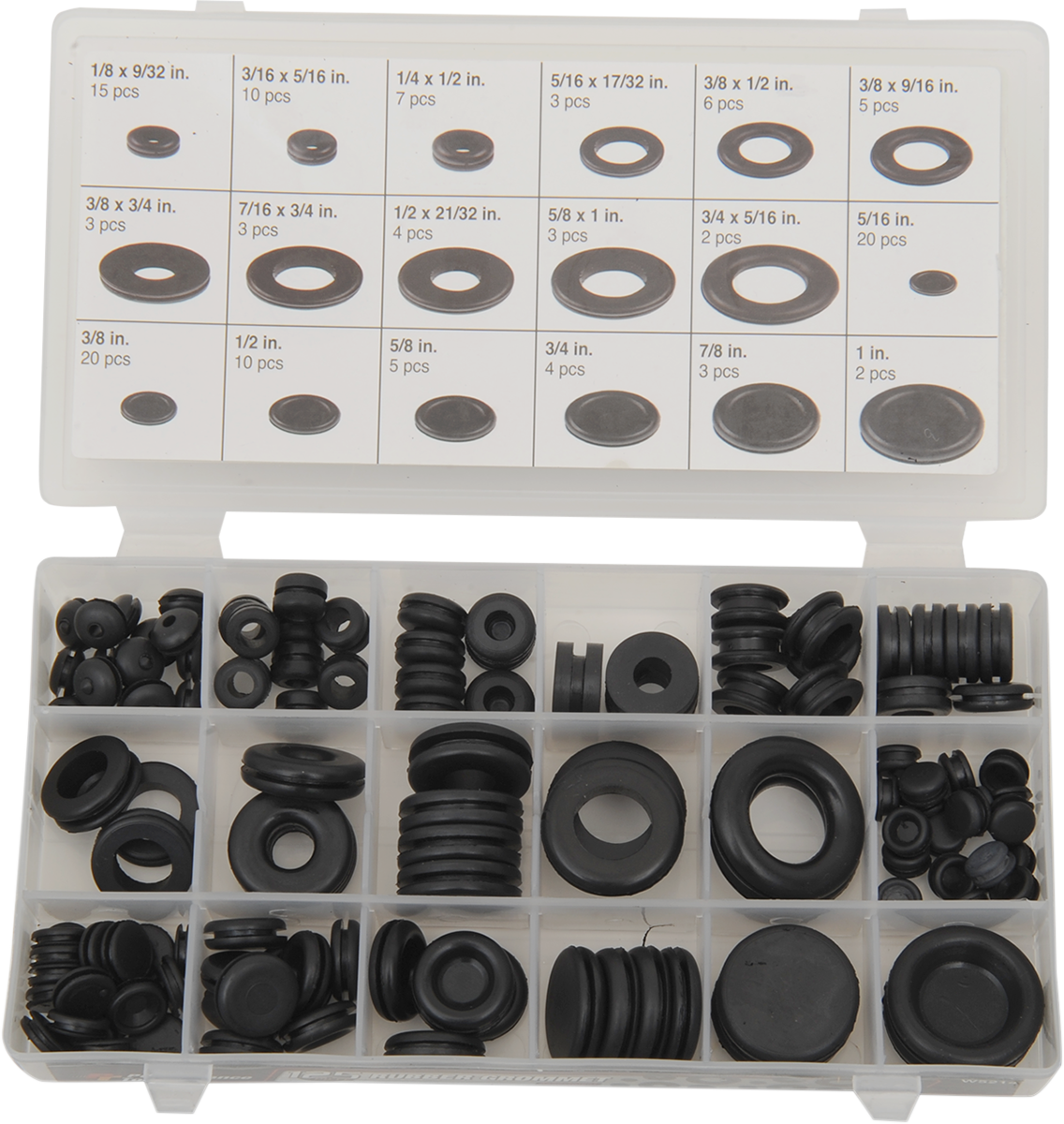 Performance Tool 125 Pack Assortment Rubber Motorcycle Grommet Plug for Harley