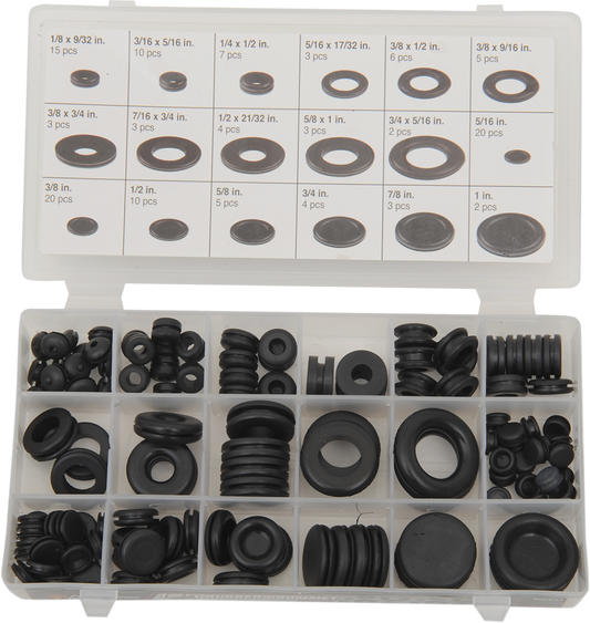 Performance Tool 125 Pack Assortment Rubber Motorcycle Grommet Plug for Harley