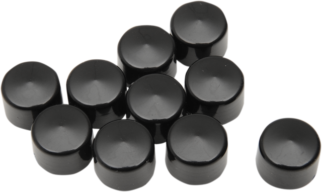 Drag Specialties Black 10 Pack 1/2" Motorcycle Bolt Covers for Harley Davidson