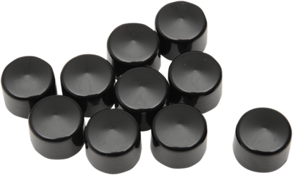 Drag Specialties Black 10 Pack 1/2" Motorcycle Bolt Covers for Harley Davidson