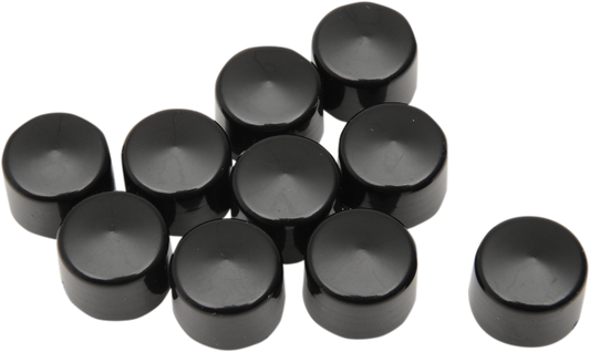Drag Specialties Black 10 Pack 1/2" Motorcycle Bolt Covers for Harley Davidson