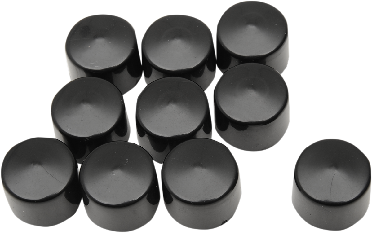 Drag Specialties Black 10 Pack 3/8" Motorcycle Bolt Cover for Harley Davidson