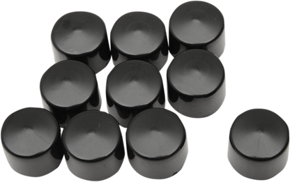 Drag Specialties Black 10 Pack 7/16" Motorcycle Bolt Cover Kit fits Harley