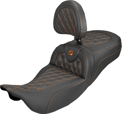Saddlemen Roadsofa Orange Lattice Extended Seat & Backrest 08-25 Harley Touring