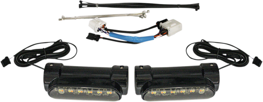 Custom Dynamics Black Engine Guard LED Lights 1996-2013 Harley Touring Softail