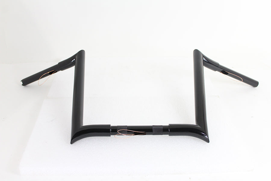 VTwin Black 14" Z-Bar Handlebar With Indents 1982-2017 Harley Softail Touring