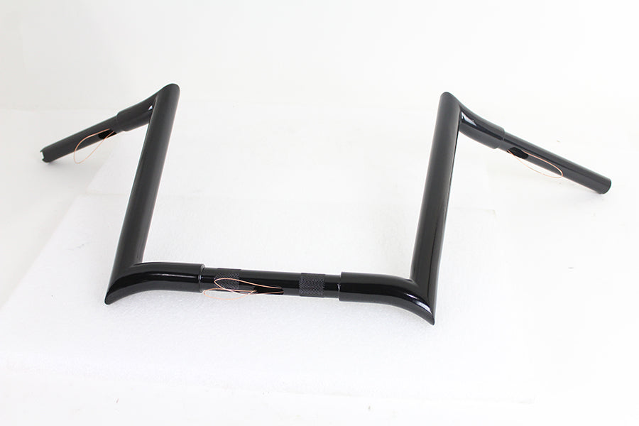 VTwin Black 14" Z-Bar Handlebar With Indents 1982-2017 Harley Softail Touring