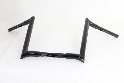 VTwin Black 14" Z-Bar Handlebar With Indents 1982-2017 Harley Softail Touring