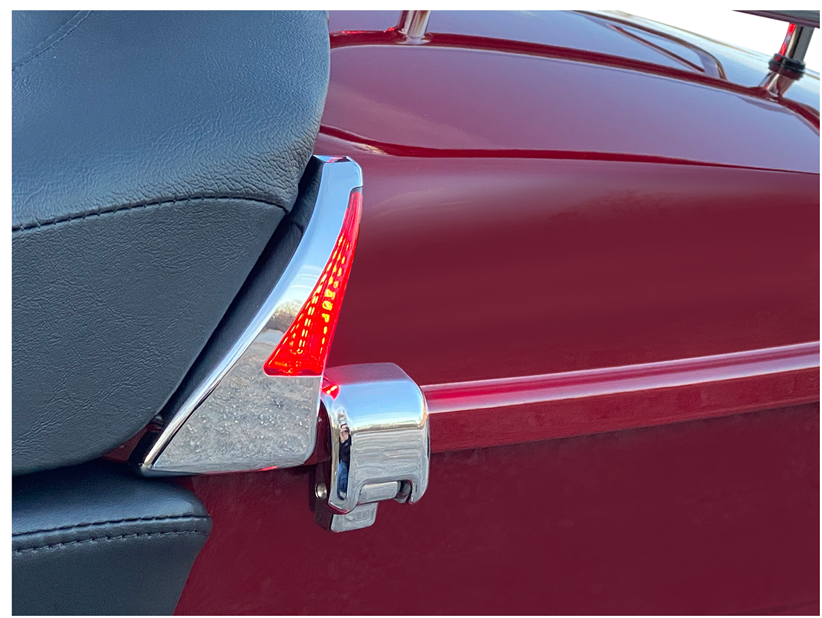 Custom Dynamics Chrome Red Tour Pak Backrest Lights 2014-15 Harley Touring CVO