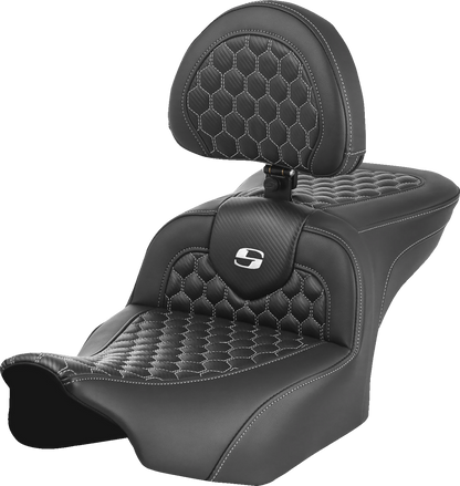 Saddlemen Roadsofa White Honeycomb Gel Seat & Backrest 2023-2026 Harley Touring