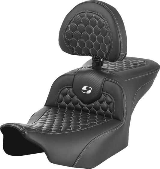 Saddlemen Roadsofa White Honeycomb Gel Seat & Backrest 2023-2025 Harley Touring
