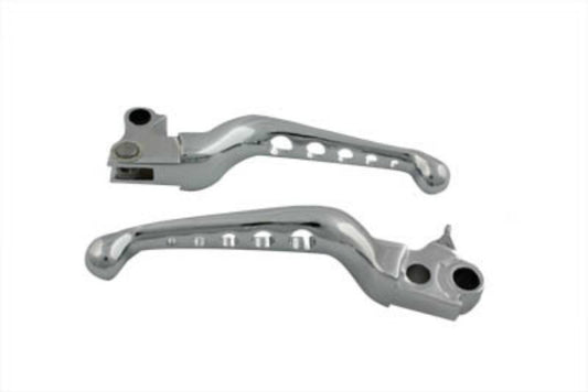 Vtwin Chrome Drilled Hand Lever Set Brake & Clutch 1996-2007 Harley Davidson FXD