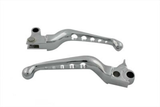 Vtwin Chrome drilled hand lever set brake & clutch 1996-2007 Harley ST FXD XL FL