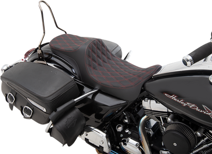 Drag Specialties Predator III Red Diamond Seat fits 2008-2024 Harley Touring
