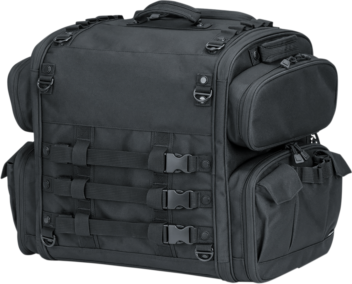 Kuryakyn 5284 Black Textile Momentum Road Warrior Rear Rack Bag for Harley