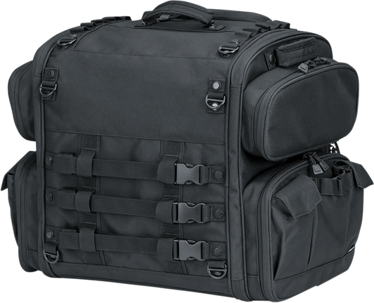 Kuryakyn 5284 Black Textile Momentum Road Warrior Rear Rack Bag for Harley