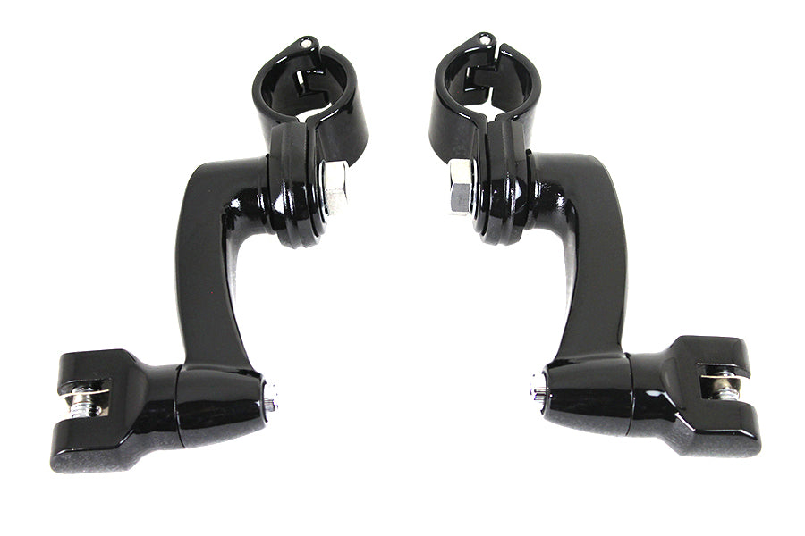 V-Twin Universal Motorcycle 1-1/4" Adjustable Highway Bar Footpeg Mount Set