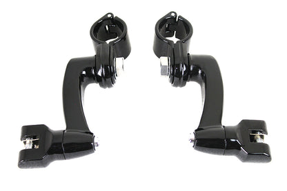 V-Twin Universal Motorcycle 1-1/4" Adjustable Highway Bar Footpeg Mount Set