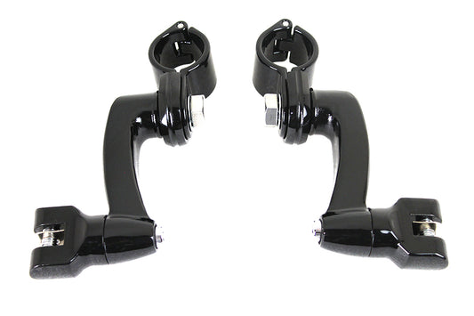 V-Twin Universal Motorcycle 1-1/4" Adjustable Highway Bar Footpeg Mount Set