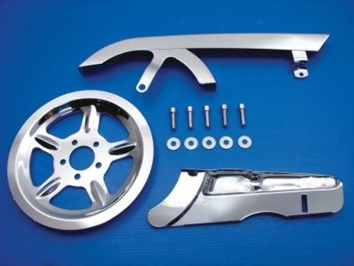 VTwin Motorcycle Belt Guard & Pulley Cover Kit fits 2004-2013 Harley Sportster