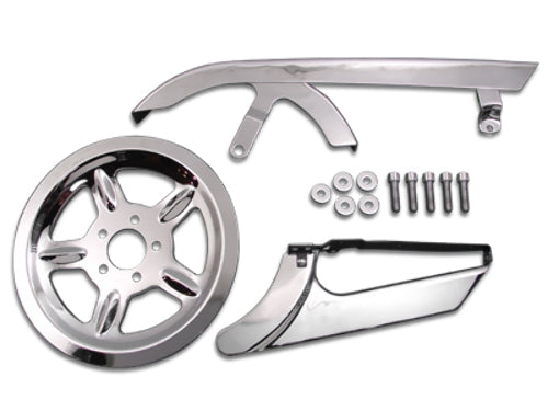 VTwin Motorcycle Belt Guard & Pulley Cover Kit fits 2004-2013 Harley Sportster