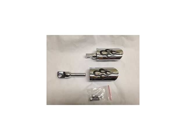 Vtwin Flame Style Adjustable Footpeg Set Chrome Male for Harley Davidson Dyna