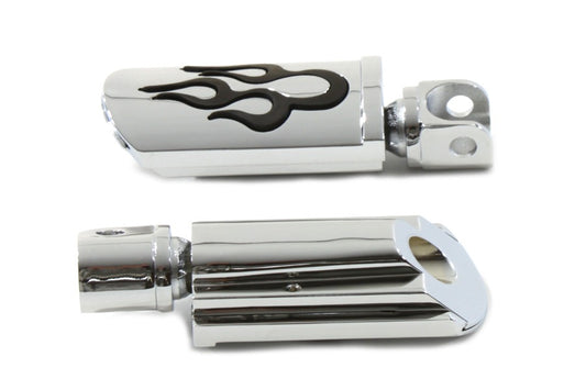 Vtwin Flame Style Adjustable Footpeg Set Chrome Female Harley Davidson FXR Dyna