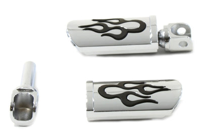 Vtwin Flame Style Adjustable Footpeg Set Chrome Female Harley Davidson FXR Dyna