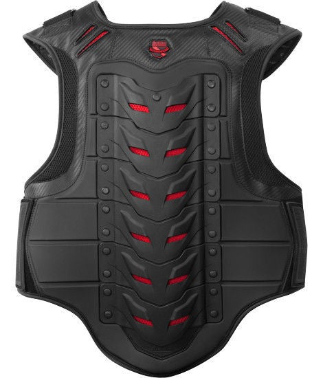 Icon Stryker Black Red Unisex Adult Armored Motorcycle Riding Street Racing Vest