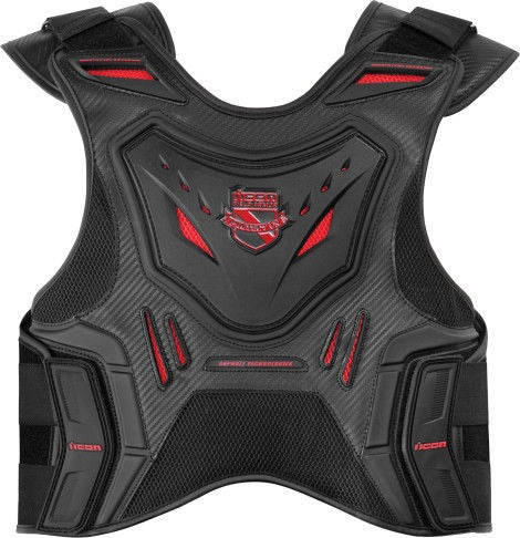 Icon Stryker Black Red Unisex Adult Armored Motorcycle Riding Street Racing Vest