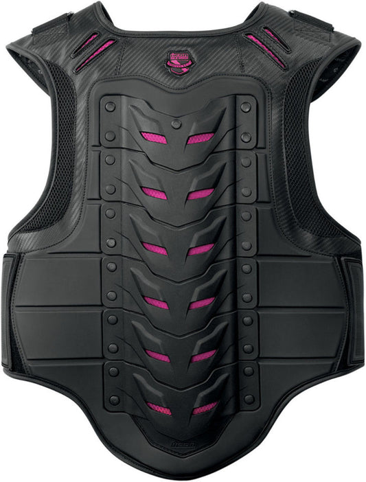 Icon Womens Black And Pink Field Armor Stryker Motorcycle Vest